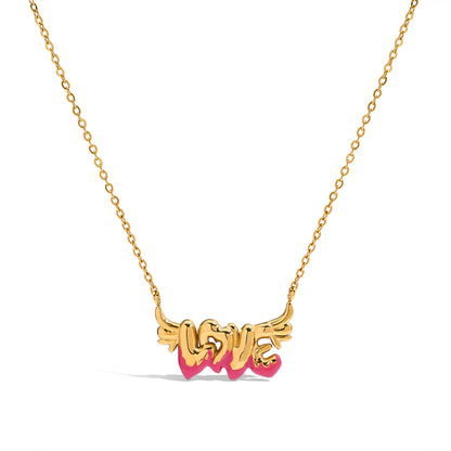 Love Script Enamel Necklace