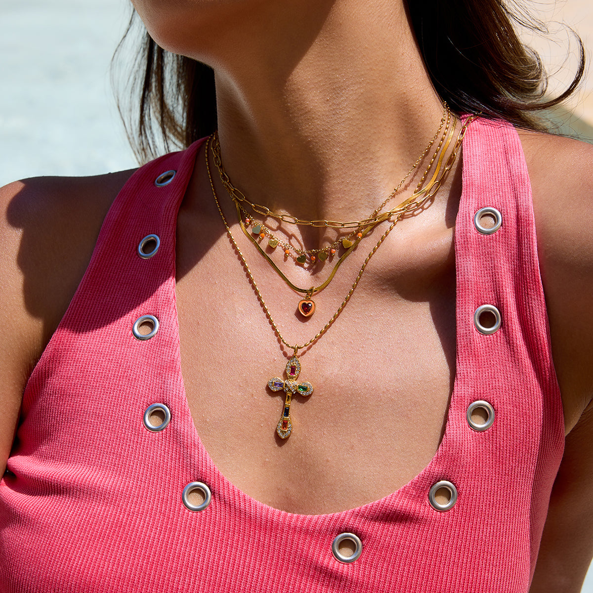 Mini Heart Charm Choker Necklace