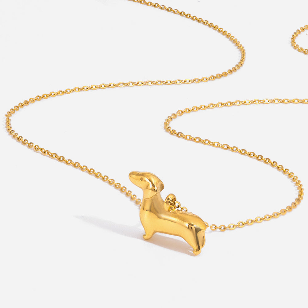 Golden Dachshund Silhouette Necklace