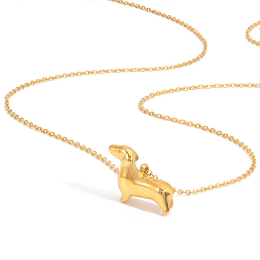 Golden Dachshund Silhouette Necklace