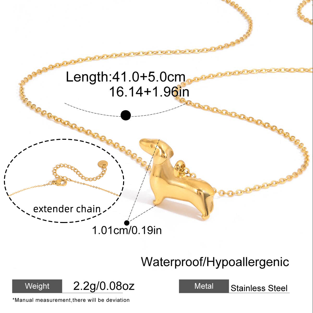 Golden Dachshund Silhouette Necklace