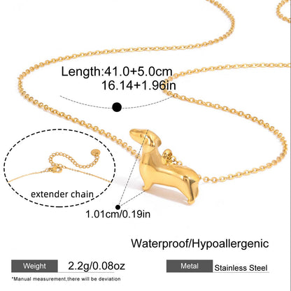 Golden Dachshund Silhouette Necklace