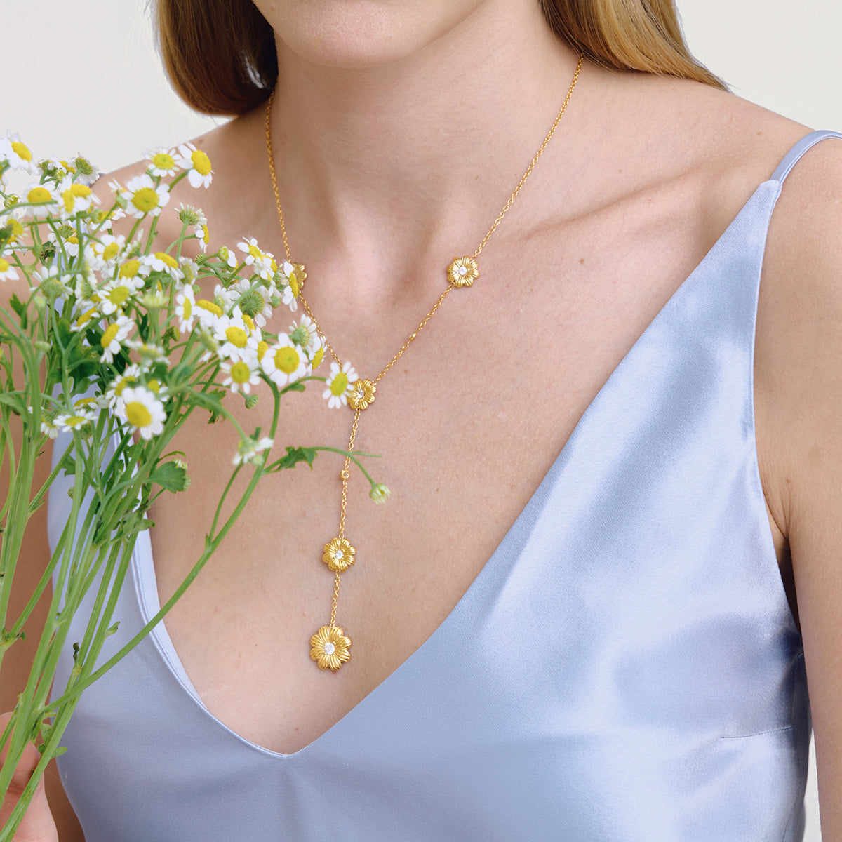 Golden Bloom Drop Necklace