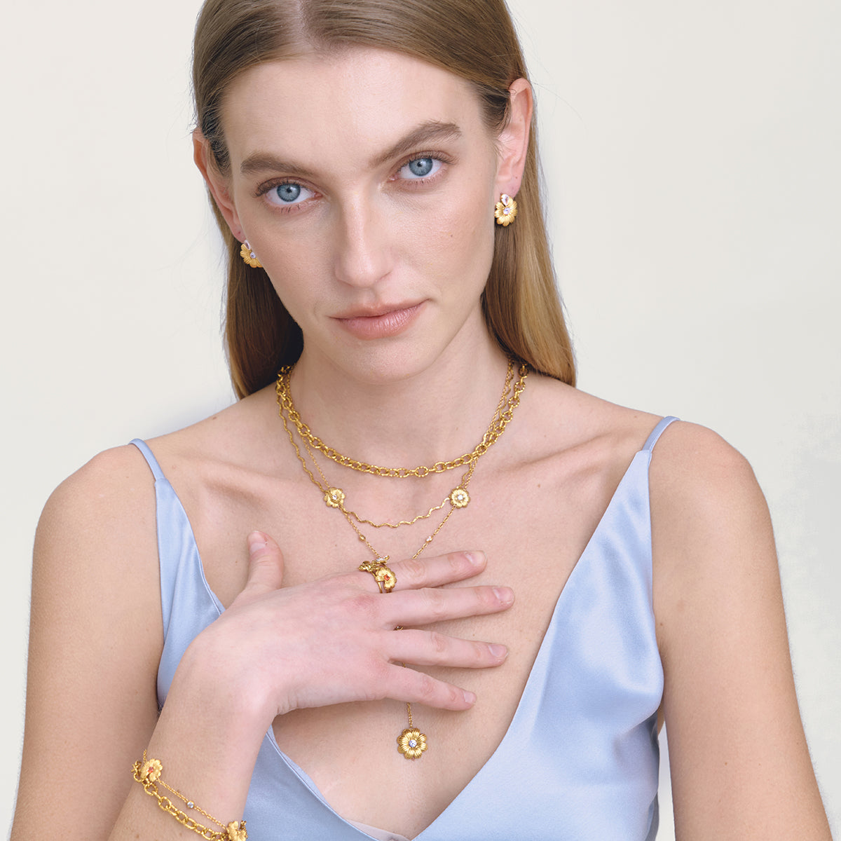 Golden Bloom Drop Necklace
