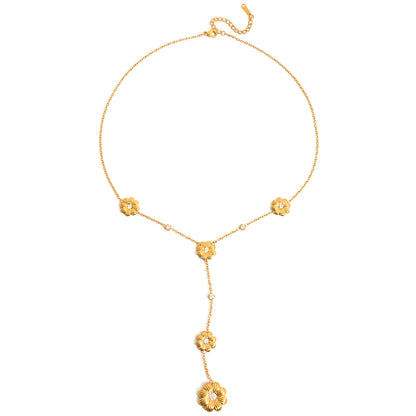 Golden Bloom Drop Necklace