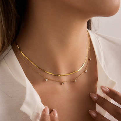 Dual-Texture Gold Layering Necklace