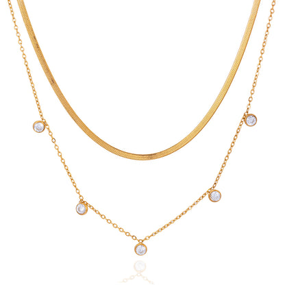 Dual-Texture Gold Layering Necklace