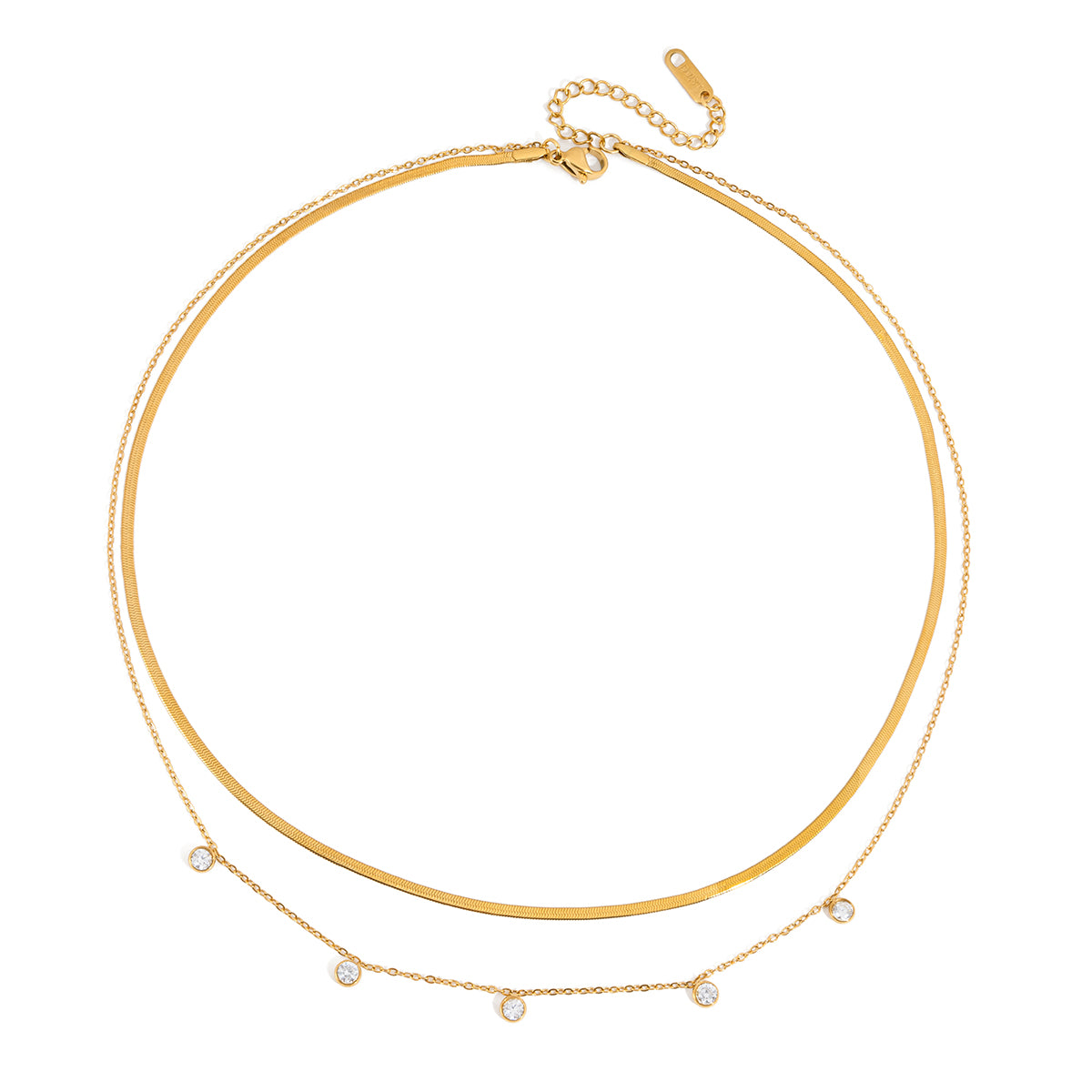 Dual-Texture Gold Layering Necklace