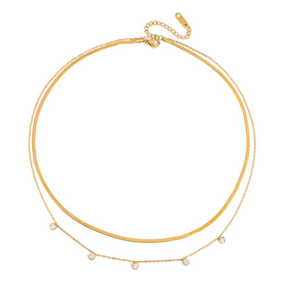 Dual-Texture Gold Layering Necklace