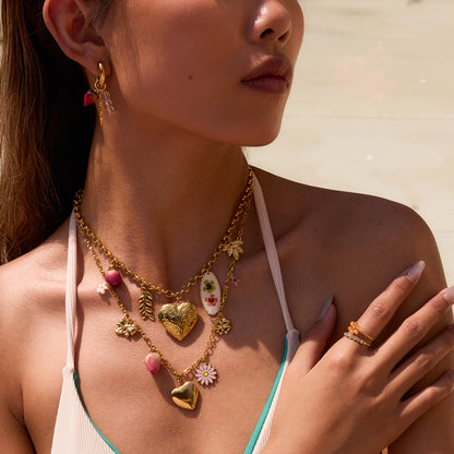 Playful Heart & Charm Chain Necklace
