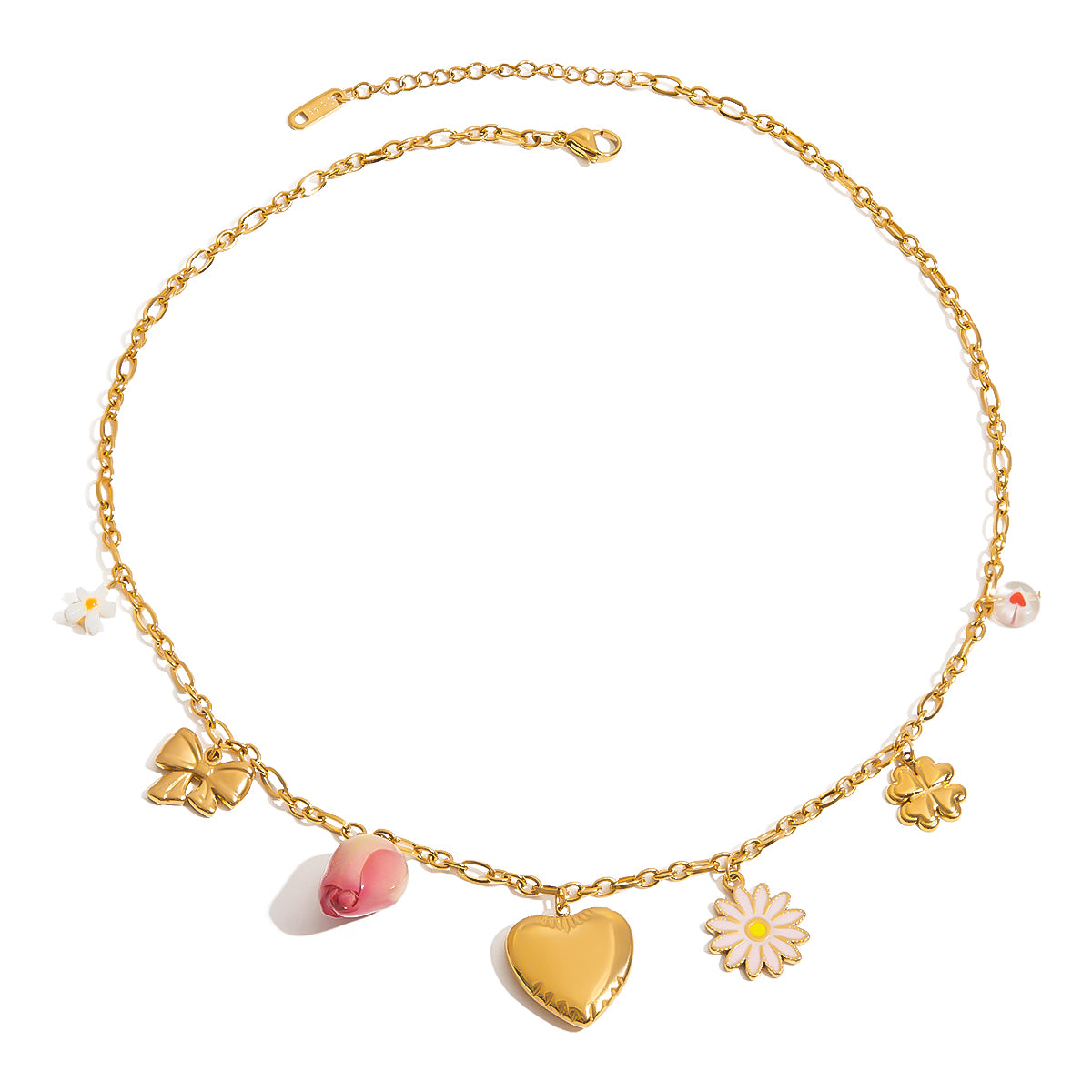 Playful Heart & Charm Chain Necklace