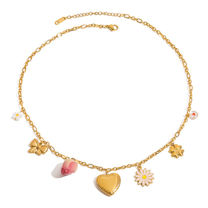 Playful Heart & Charm Chain Necklace