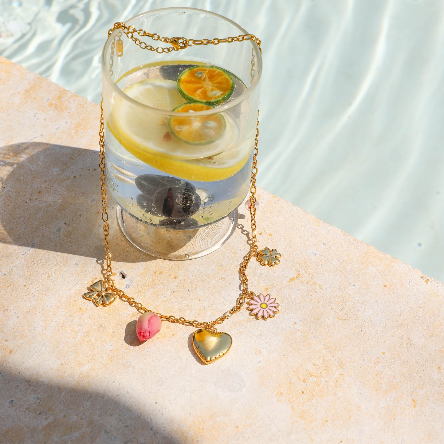 Playful Heart & Charm Chain Necklace