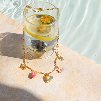 Playful Heart & Charm Chain Necklace