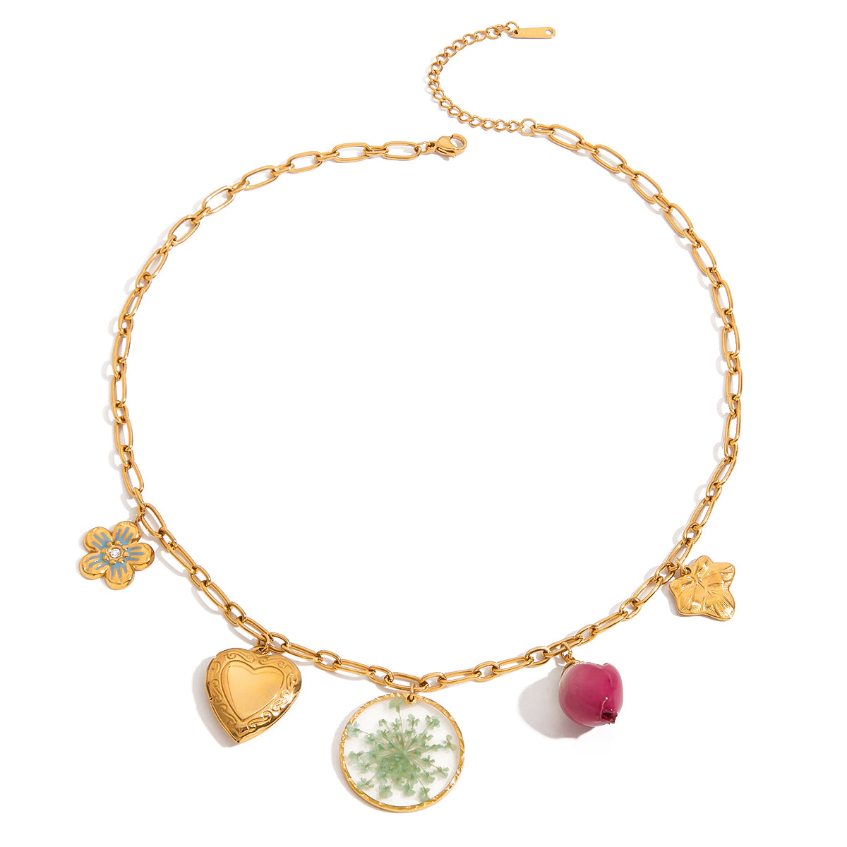 Pressed Flower Charm Necklace