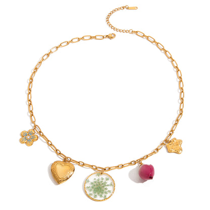 Pressed Flower Charm Necklace