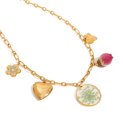 Pressed Flower Charm Necklace