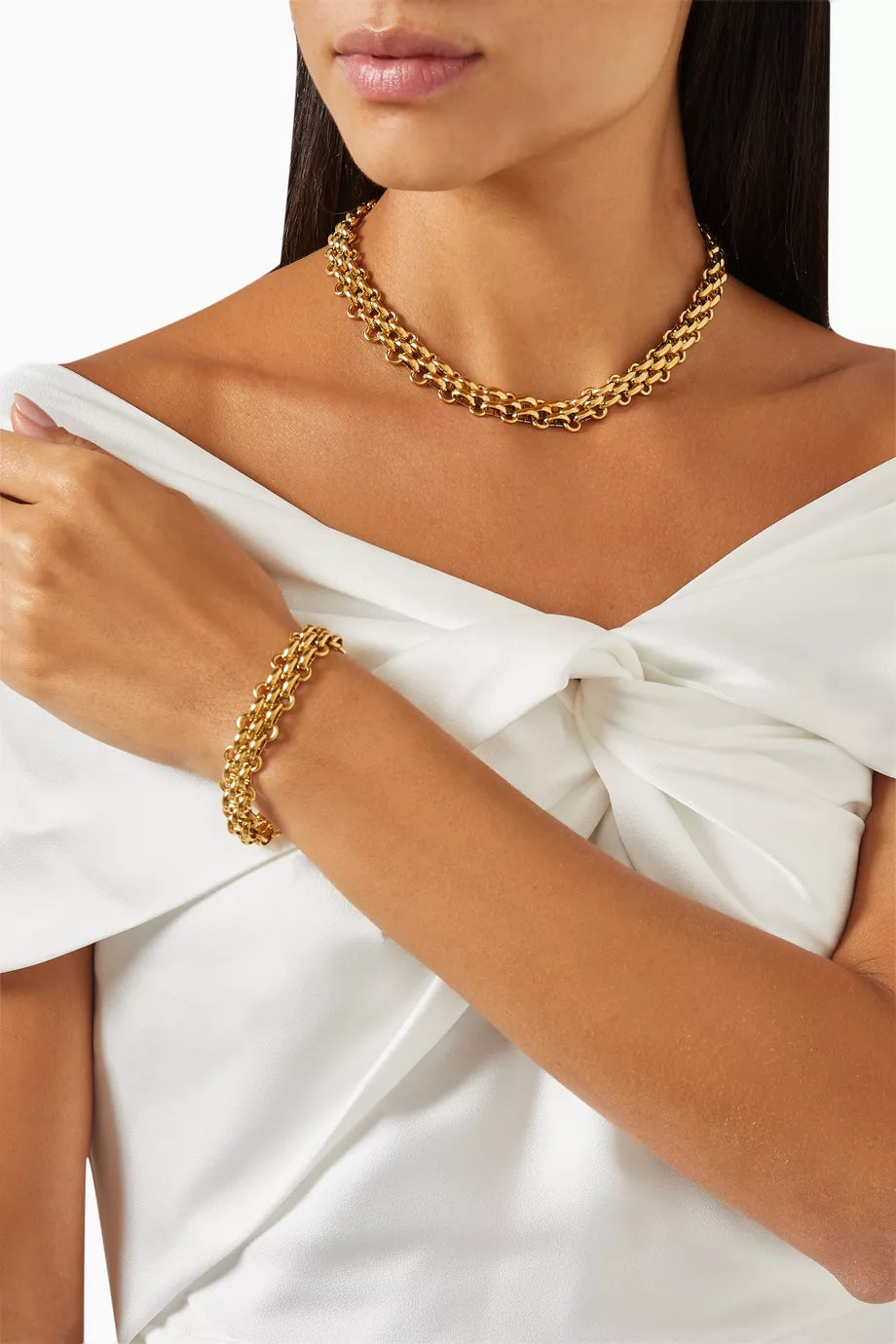 Chunky Woven Gold Choker Necklace
