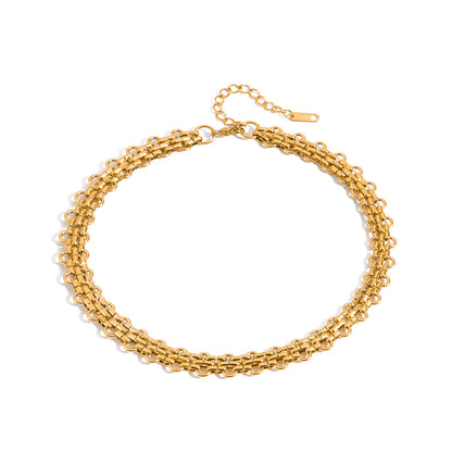 Chunky Woven Gold Choker Necklace