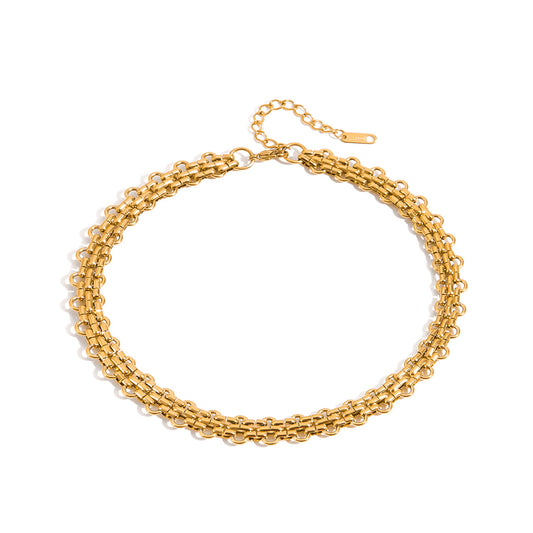 Chunky Woven Gold Choker Necklace