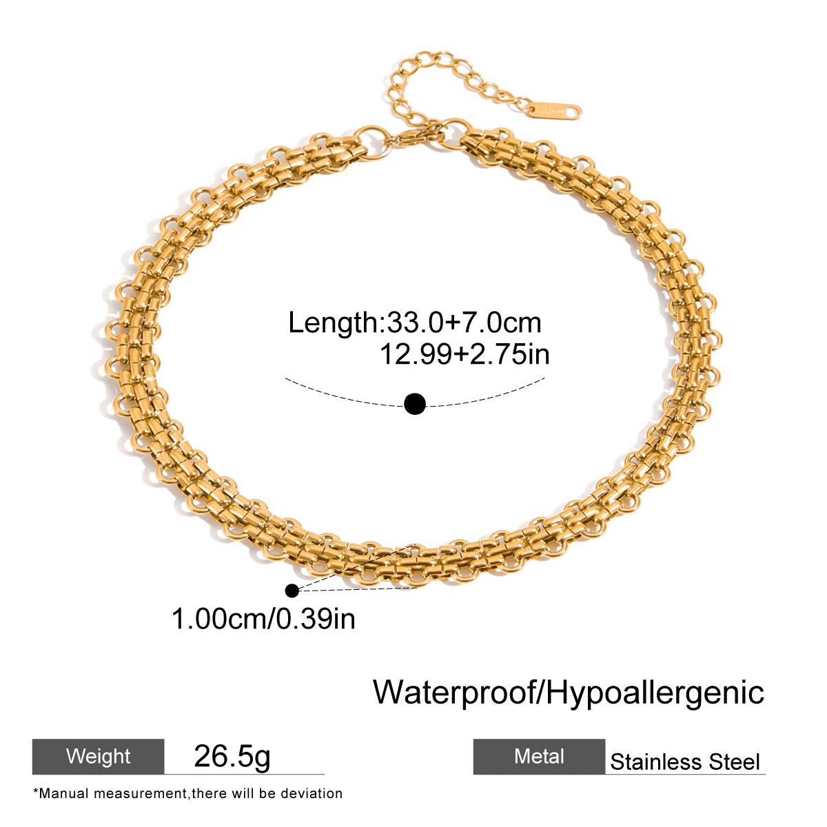Chunky Woven Gold Choker Necklace