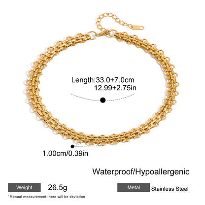 Chunky Woven Gold Choker Necklace