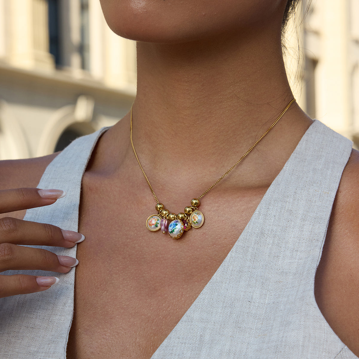 Pastel Charm Bead Necklace