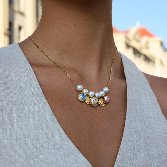 Pearl Cluster Charm Necklace