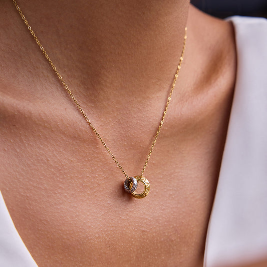 Two‑Tone Minimal Disc Necklace