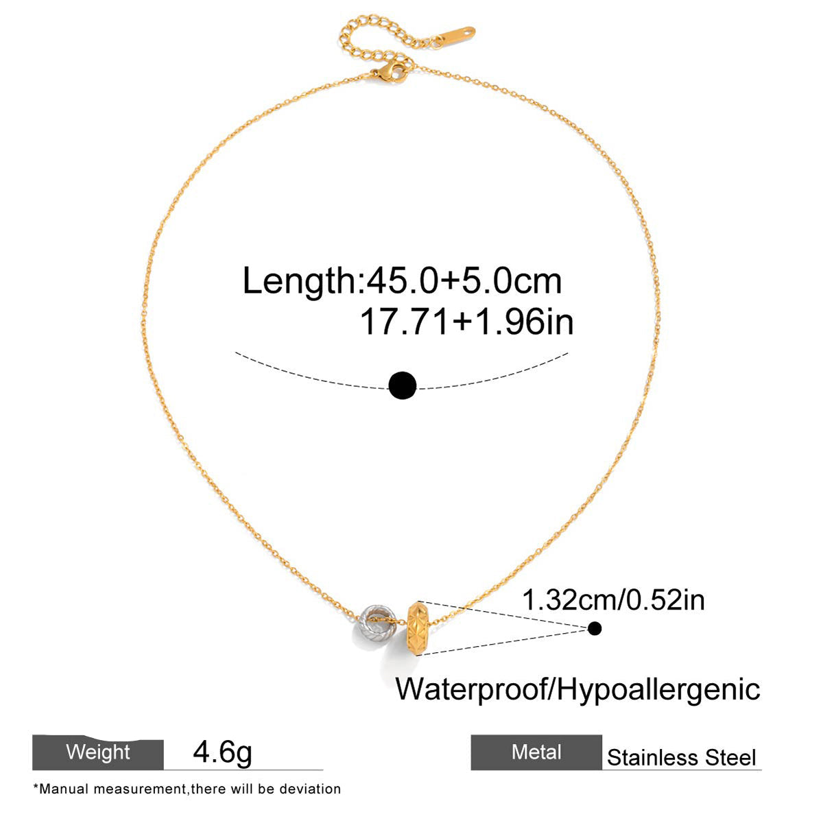 Two‑Tone Minimal Disc Necklace