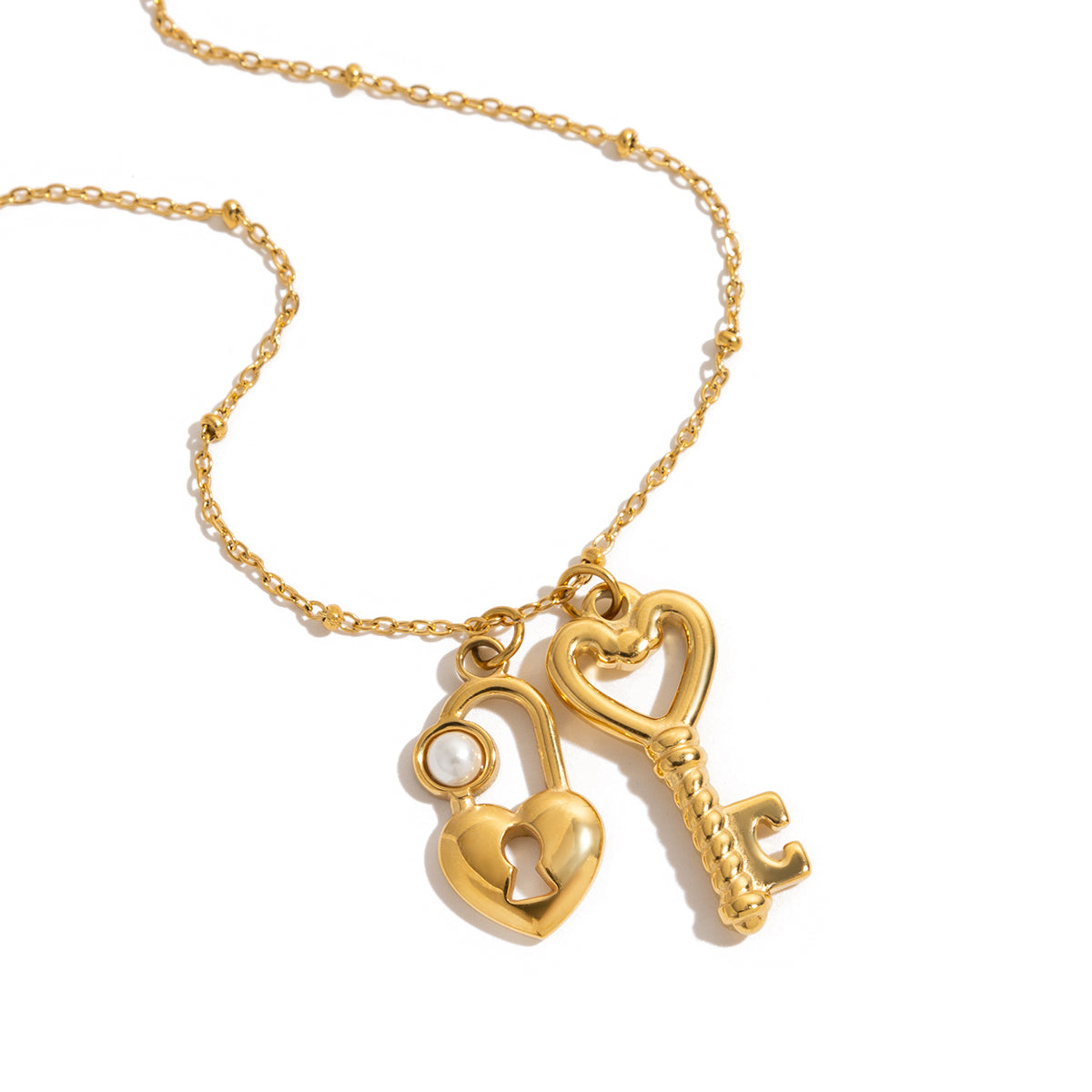 Heart & Key Charm Necklace