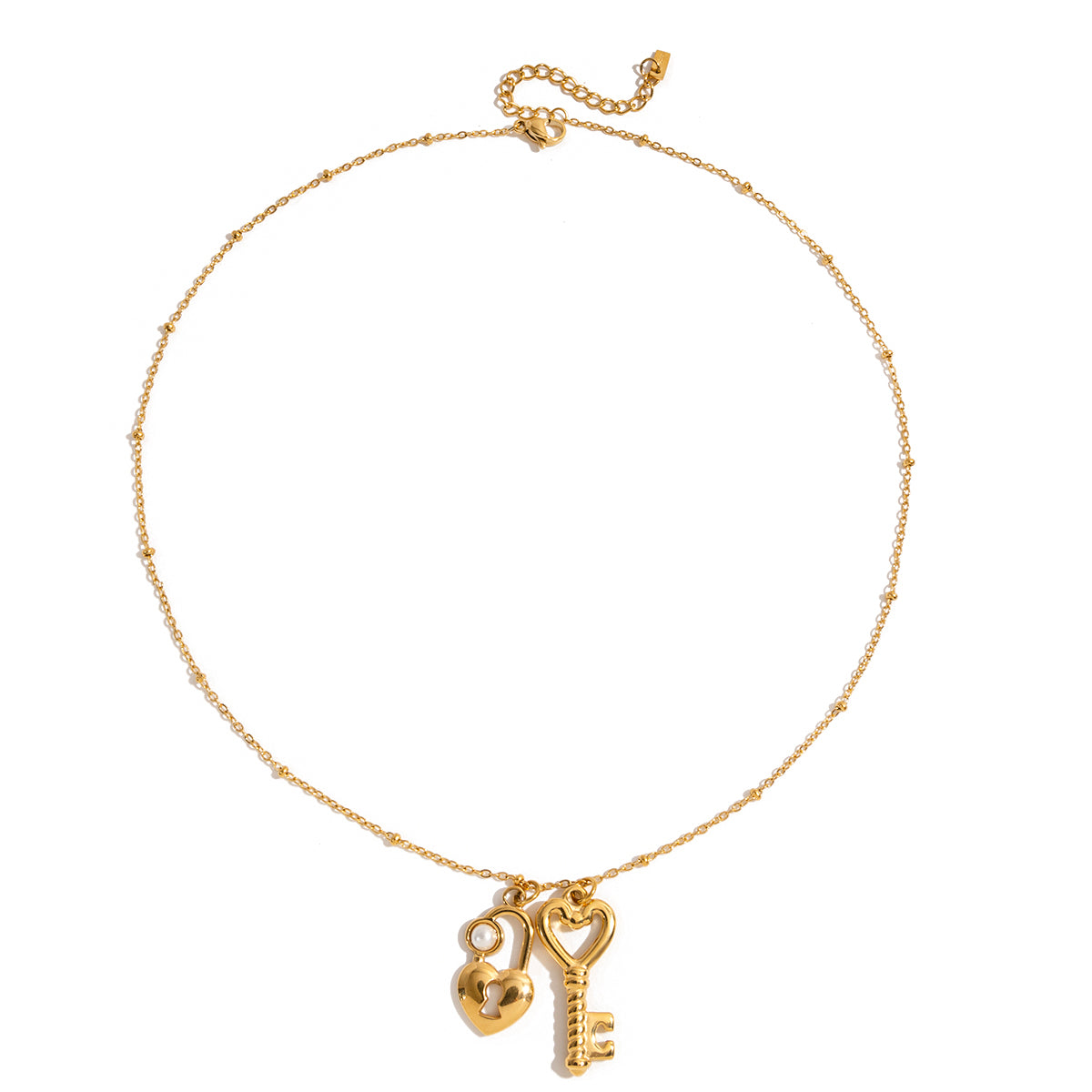 Heart & Key Charm Necklace