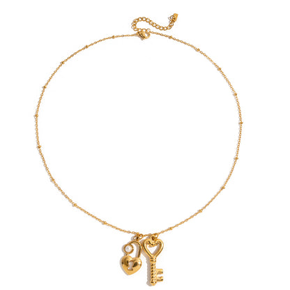Heart & Key Charm Necklace