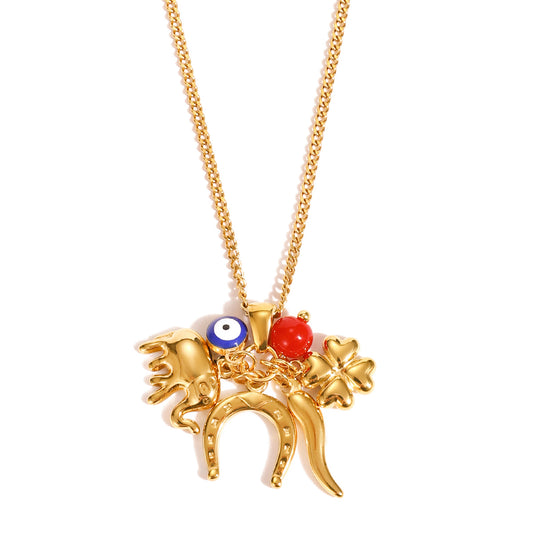 Gold Charm Pendant Necklace