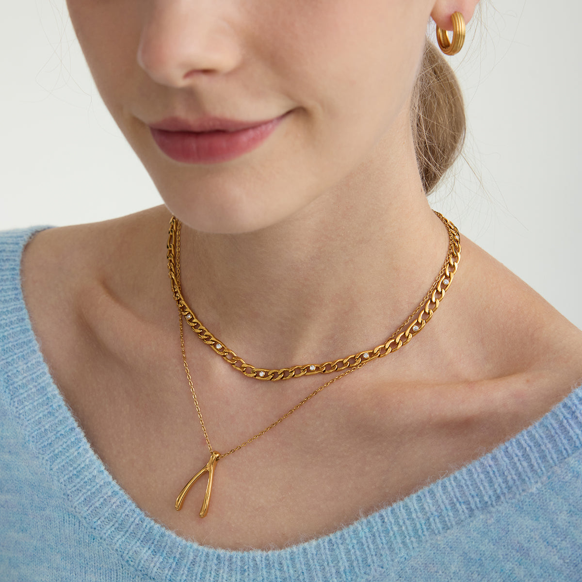 Wishbone Pendant Necklace