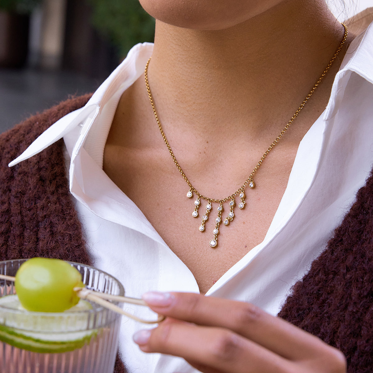 Lumina Cascading Crystal Drop Necklace