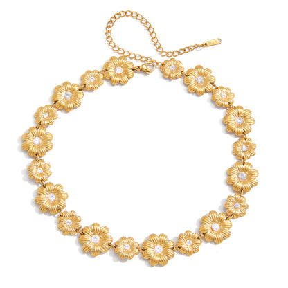 Golden Dahlia Blossom Collar Necklace
