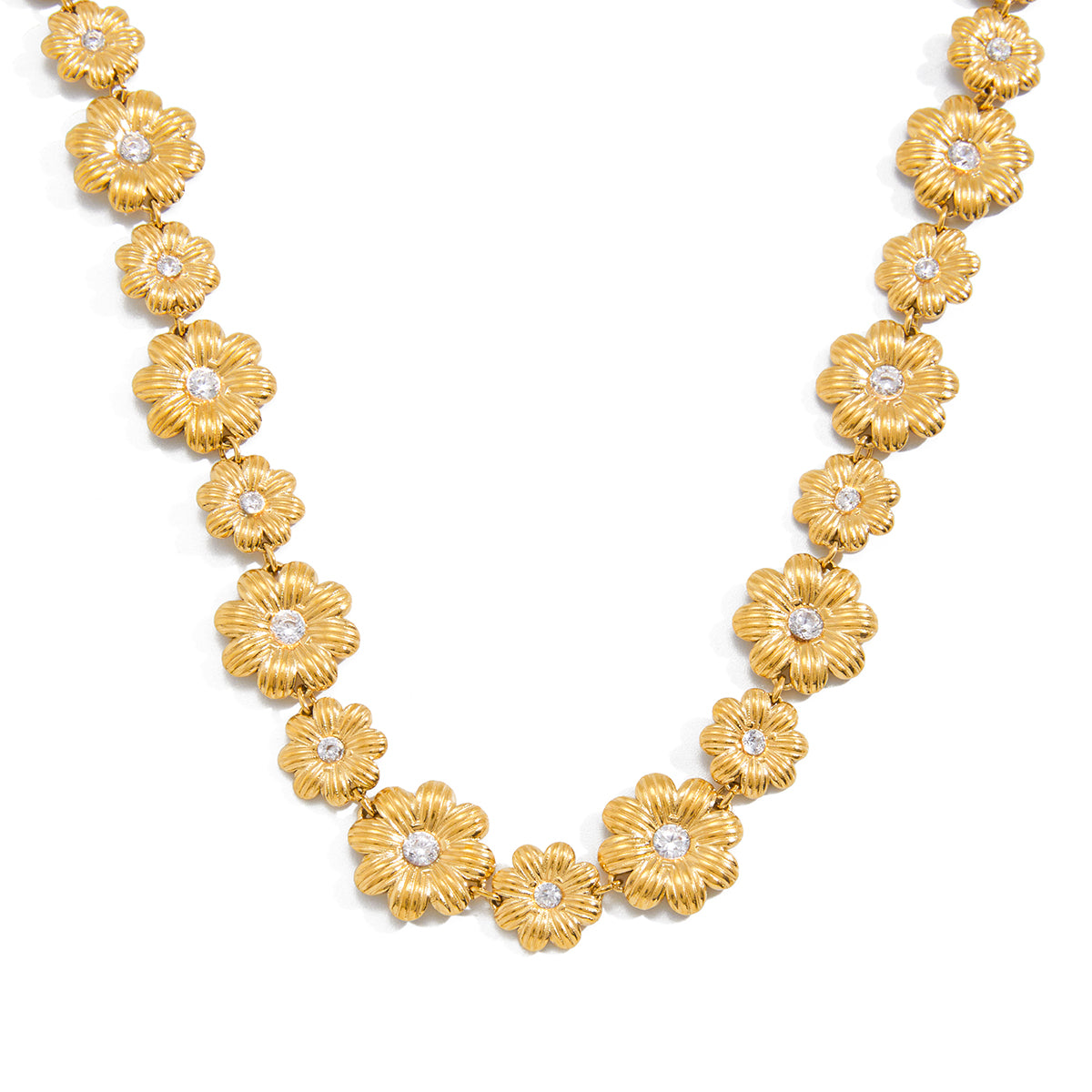 Golden Dahlia Blossom Collar Necklace
