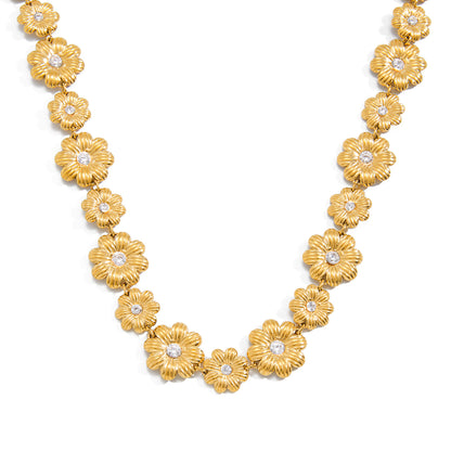 Golden Dahlia Blossom Collar Necklace