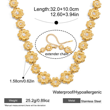 Golden Dahlia Blossom Collar Necklace