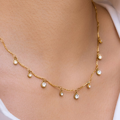 Aurielle Gold Crystal Drop Necklace