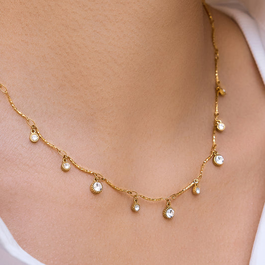 Aurielle Gold Crystal Drop Necklace