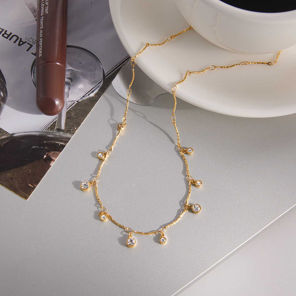 Aurielle Gold Crystal Drop Necklace