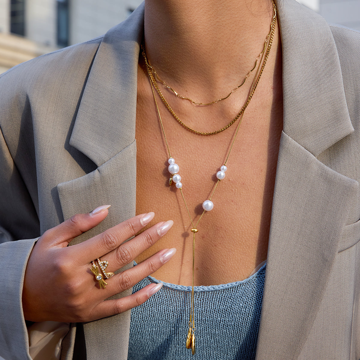 Celeste Pearl Lariat Necklace