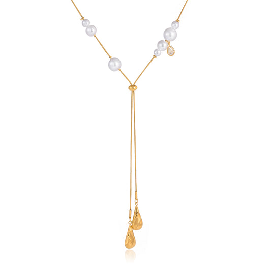 Celeste Pearl Lariat Necklace
