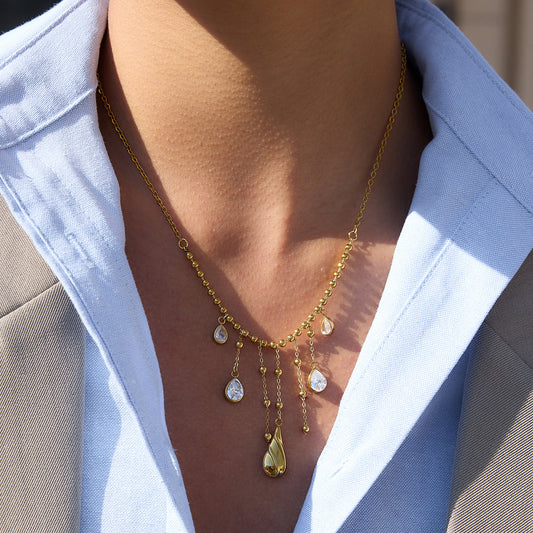 Florentine Sculptural Rose Station Necklace