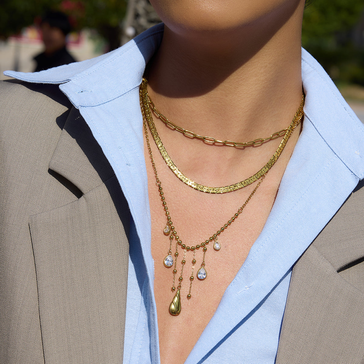 Florentine Sculptural Rose Station Necklace