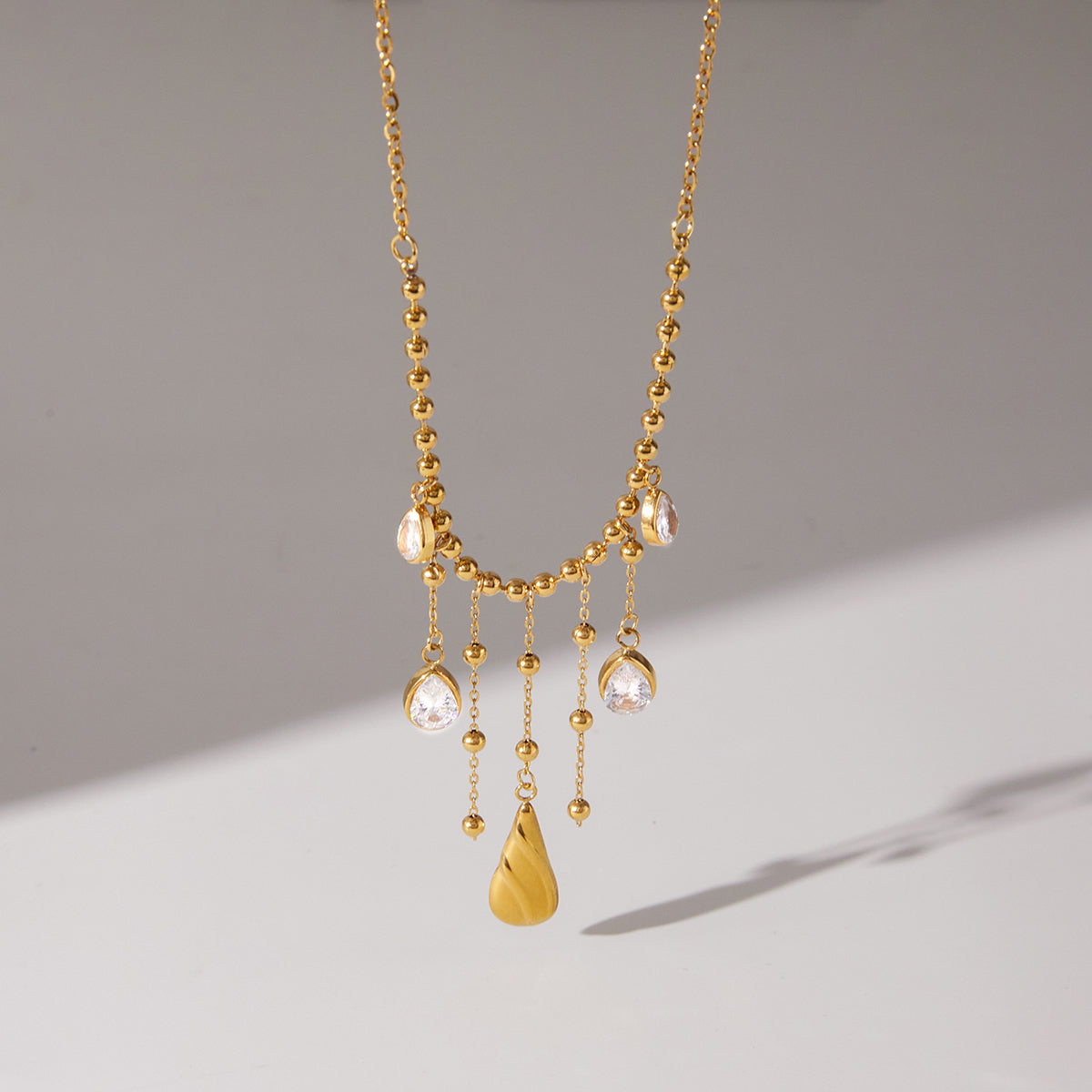 Florentine Sculptural Rose Station Necklace