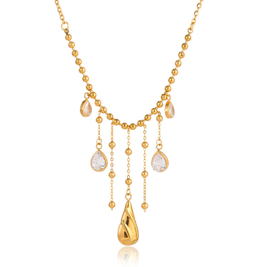 Florentine Sculptural Rose Station Necklace