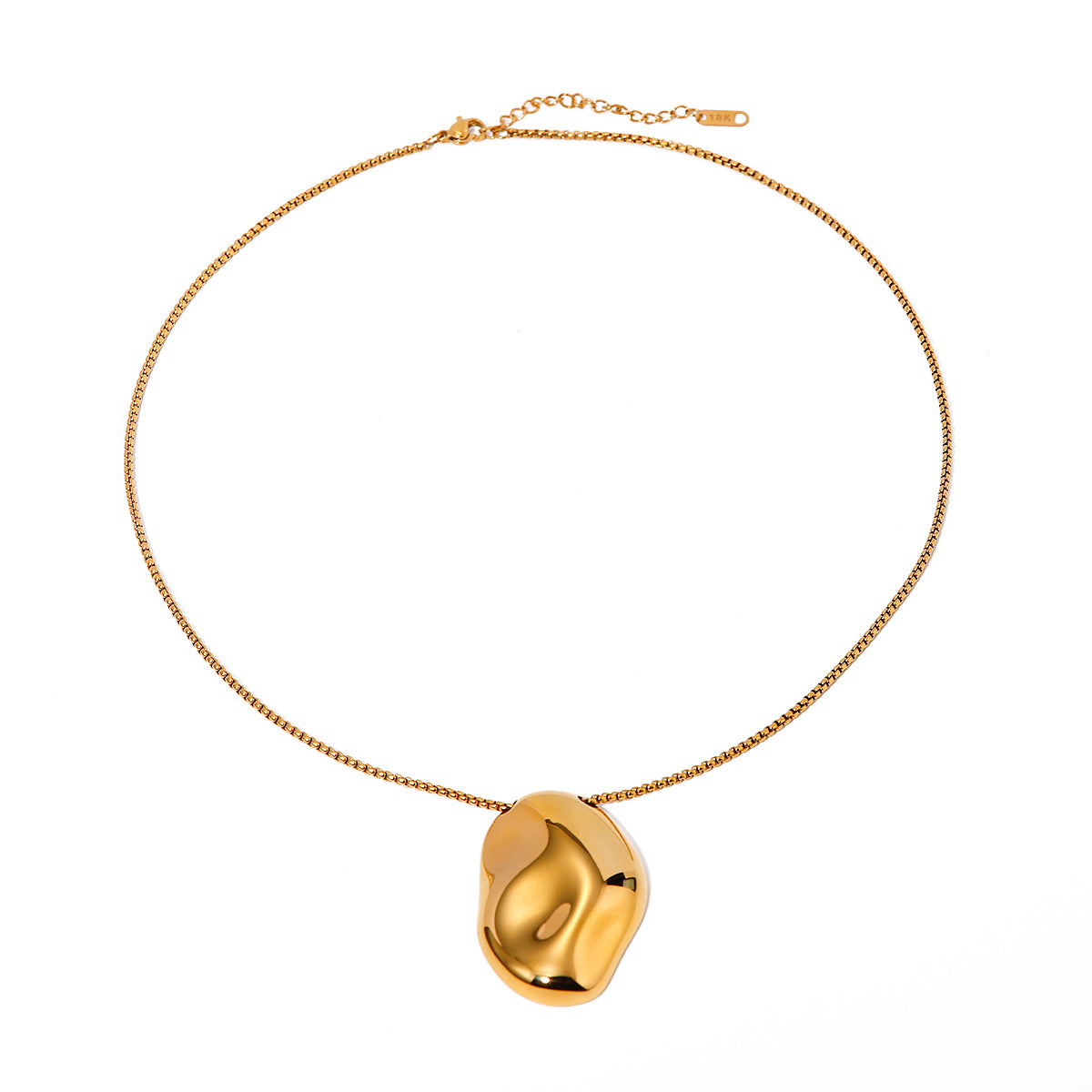 Gold Pebble Pendant Necklace for Women – Minimal Sculpted Charm